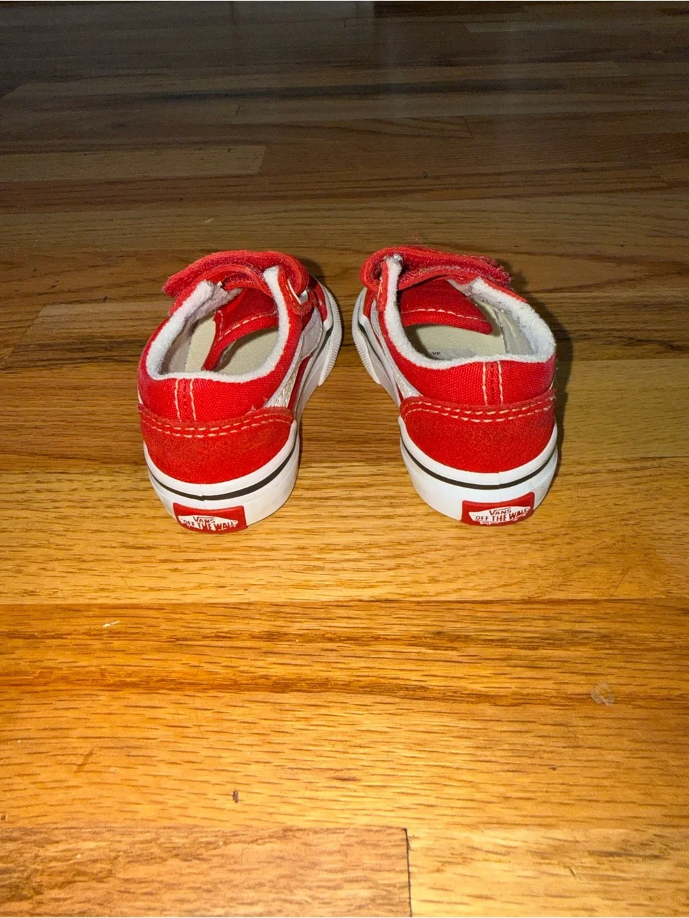 Vans Red Toddler Old Skool V Velcro Sneakers with White Stripe